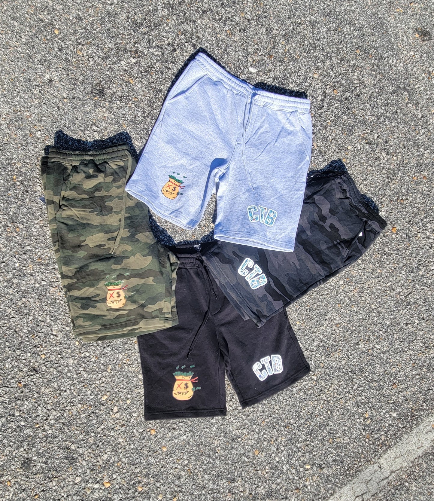 Chase the Bag/Money Bag Cotton Shorts